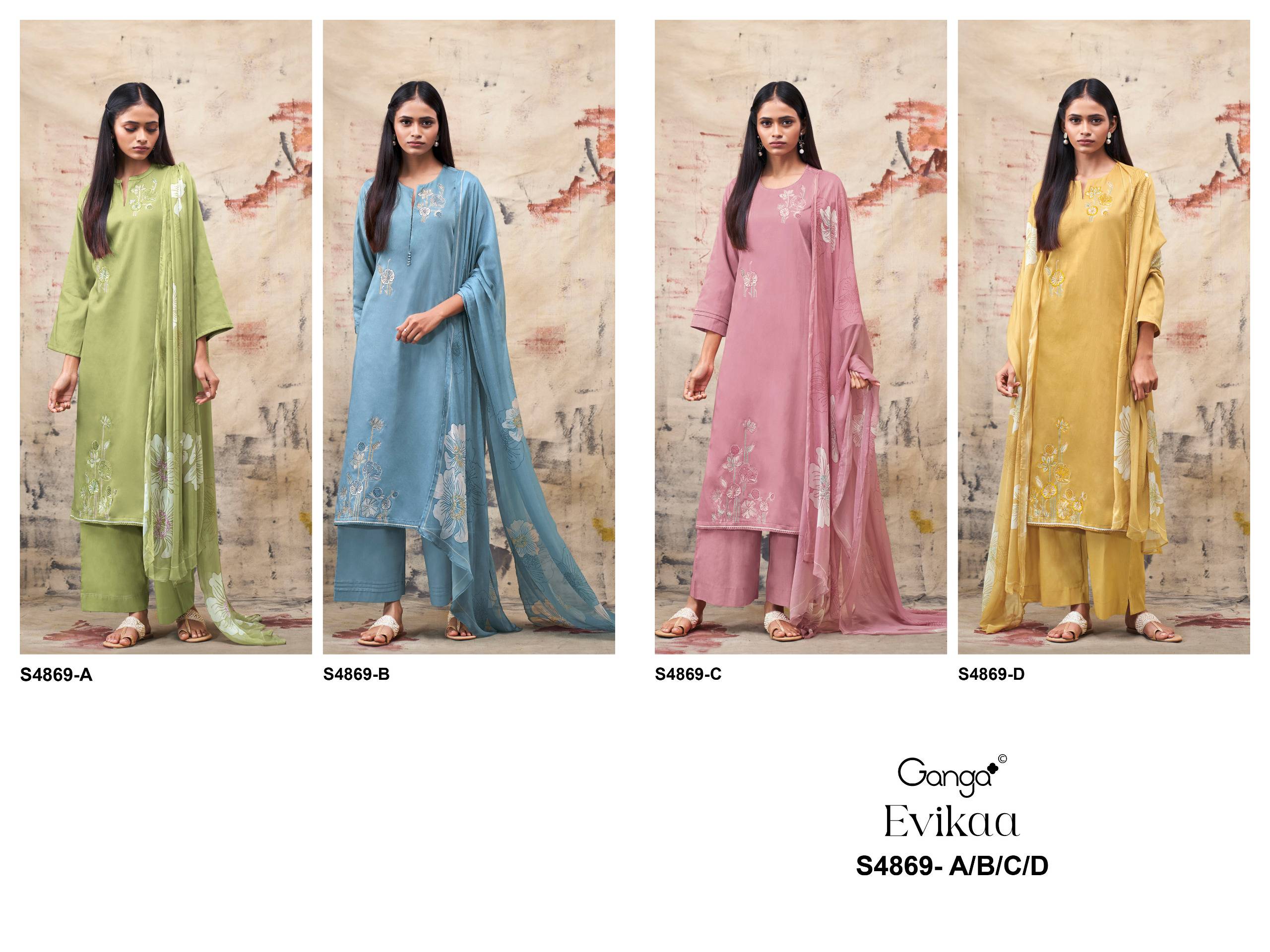 EVIKAA 4869 Series By GANGAFASHION Stylish Beautiful Colourful COTTON SATIN Dresses At Wholesale Price